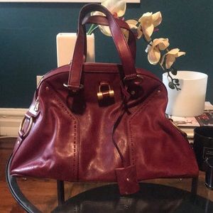Used YSL tote bag in burgundy